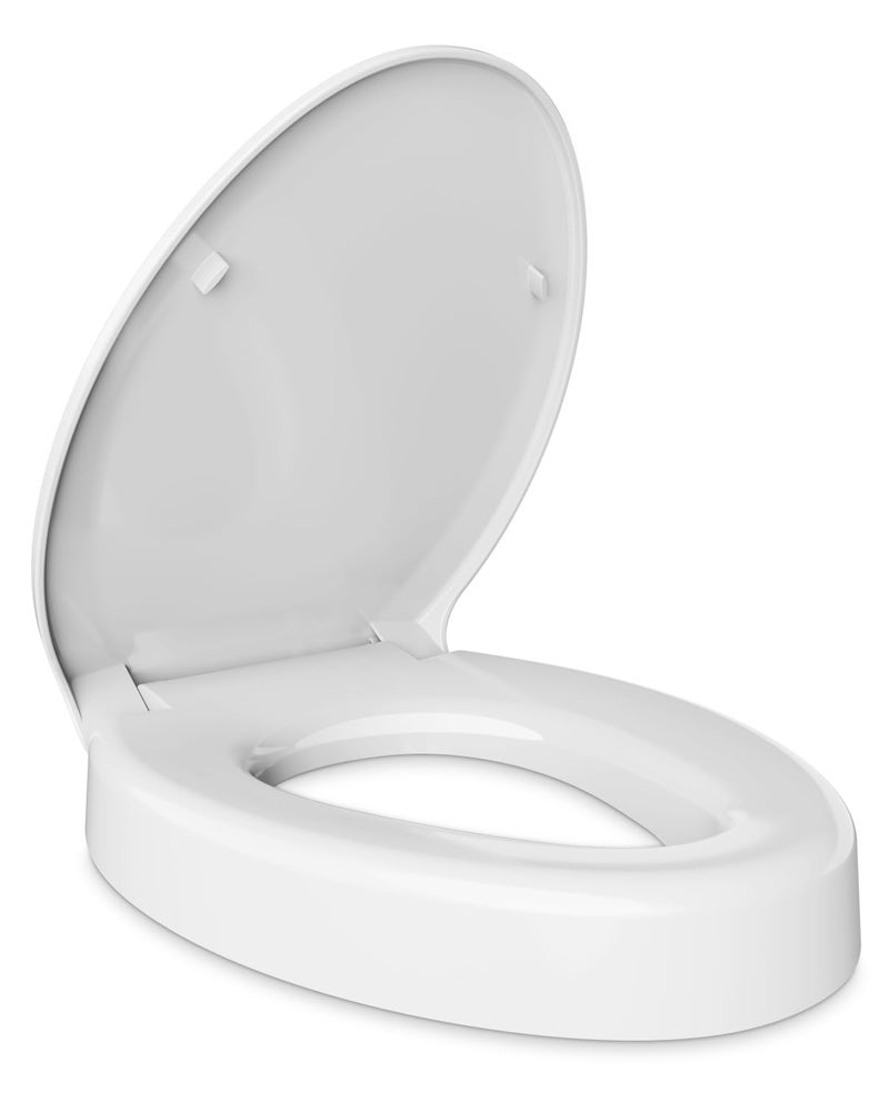 Elevated Toilet seat 3 inch Elongated Toilet seat risers for Seniors Slow Close Heavy Duty Never Loosen Raised Toilet seat Elongated Bowl White185